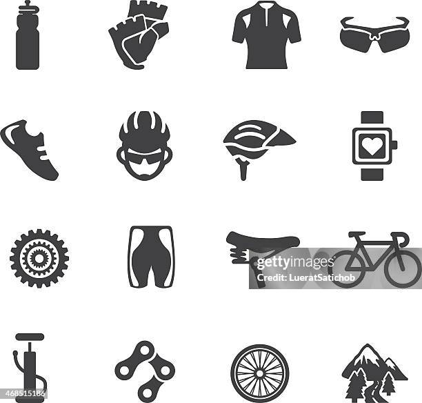 cycling silhouette icons | eps10 - cleat stock illustrations