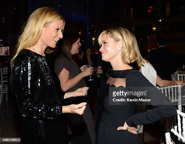 Gwyneth Paltrow and Reese Witherspoon attend The Great American Songbook event honoring Bryan Lourd at Alice Tully Hall on February 10, 2014 in New...