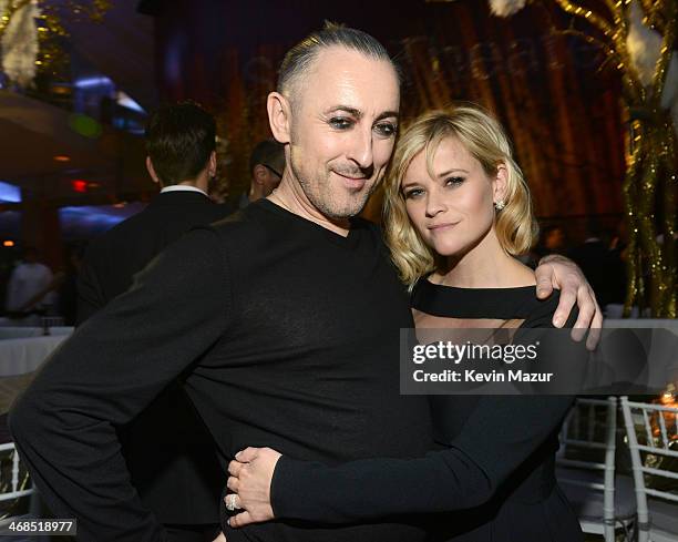 Alan Cumming and Reese Witherspoon attend The Great American Songbook event honoring Bryan Lourd at Alice Tully Hall on February 10, 2014 in New York...