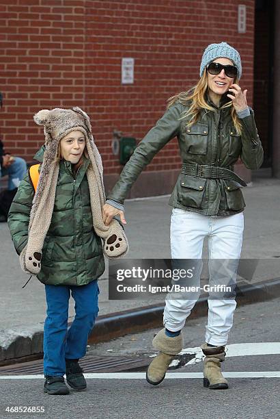 Sarah Jessica Parker is seen with her son James Wilkie Broderick on March 13, 2013 in New York City.