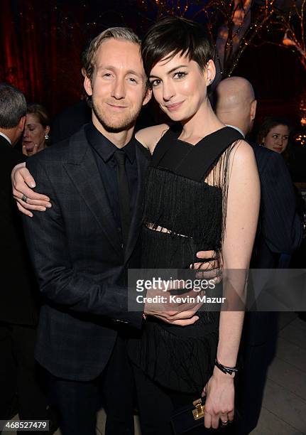 Adam Shulman and Anne Hathaway attend The Great American Songbook event honoring Bryan Lourd at Alice Tully Hall on February 10, 2014 in New York...