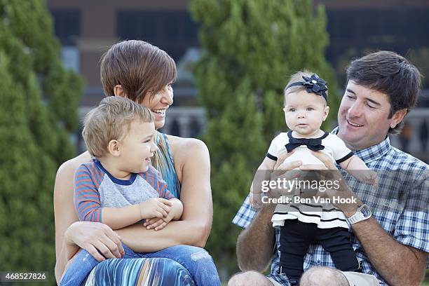 Masters Preview: Portrait of Bubba Watson with his family: wife Angie, son Caleb, and daughter Dakota during photo shoot at Isleworth G&CC....