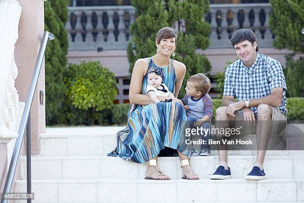 Masters Preview: Portrait of Bubba Watson with his family: wife Angie, son Caleb, and daughter Dakota during photo shoot at Isleworth G&CC....