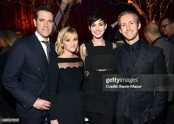 Jim Toth, Reese Witherspoon, Anne Hathaway and Adam Shulman attend The Great American Songbook event honoring Bryan Lourd at Alice Tully Hall on...