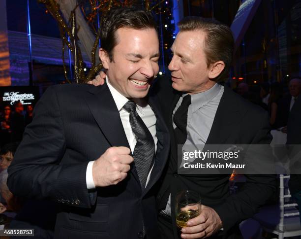 Jimmy Fallon and Daniel Craig attend The Great American Songbook event honoring Bryan Lourd at Alice Tully Hall on February 10, 2014 in New York City.