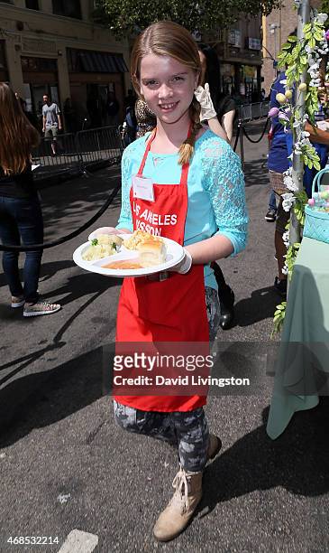 Actress Delaney Raye attends the Los Angeles Mission Easter event at the Los Angeles Mission on April 3, 2015 in Los Angeles, California.
