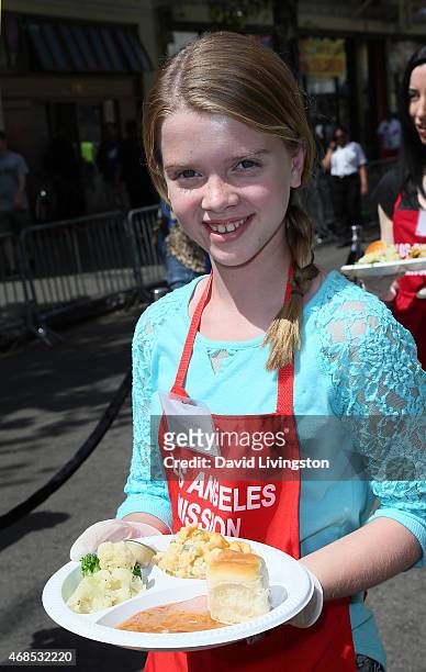 Actress Delaney Raye attends the Los Angeles Mission Easter event at the Los Angeles Mission on April 3, 2015 in Los Angeles, California.