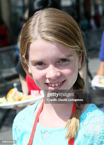 Actress Delaney Raye attends the Los Angeles Mission Easter event at the Los Angeles Mission on April 3, 2015 in Los Angeles, California.