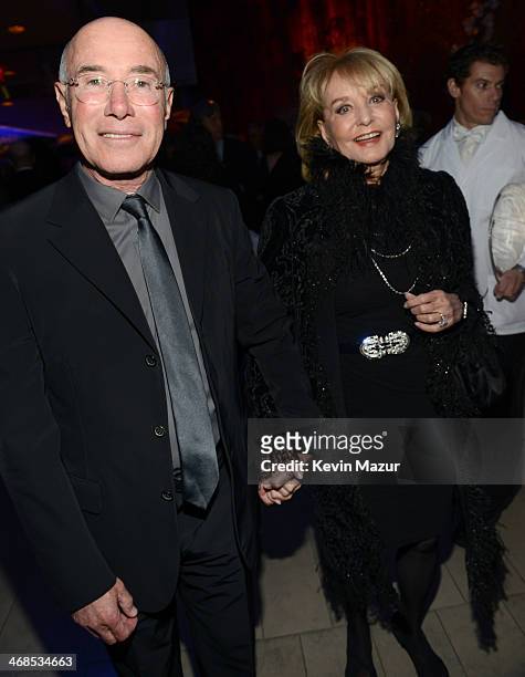 David Geffen and Barbara Walters attend The Great American Songbook event honoring Bryan Lourd at Alice Tully Hall on February 10, 2014 in New York...