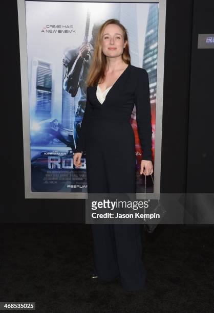 Actress Jennifer Ehle attends the premiere of Columbia Pictures' "Robocop" on February 10, 2014 in Hollywood, California.