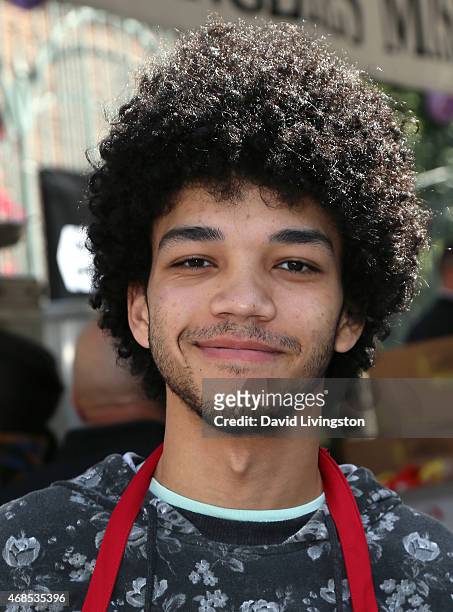 Actor Justice Smith attends the Los Angeles Mission Easter event at the Los Angeles Mission on April 3, 2015 in Los Angeles, California.