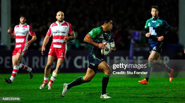 Connacht full back Mils Muliaina in action during the European Rugby Challenge Cup Quarter Final match between Gloucester Rugby and Connacht Rugby at...