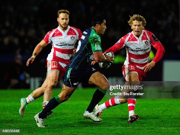 Connacht full back Mils Muliaina in action during the European Rugby Challenge Cup Quarter Final match between Gloucester Rugby and Connacht Rugby at...