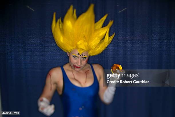 Katt McLaren as Majin Vegeta from Dragon Ball Z at Wondercon Anaheim 2015 April 3, 2015 in Anaheim, California.