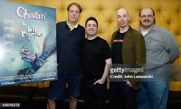Animator Bill Plympton, executive producers Adam Rackoff and James Hancock and John Holderried attend "Cheatin" New York Premiere at Village East...