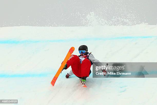 Julia Krass of the United States competes in the Freestyle Skiing Women's Ski Slopestyle Qualification on day four of the Sochi 2014 Winter Olympics...