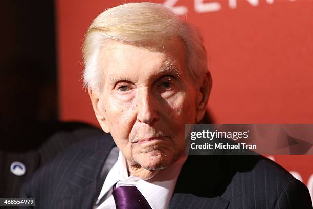 Sumner Redstone arrives at The Hollywood Reporter's Annual Nominees Night party held at Spago on February 10, 2014 in Beverly Hills, California.
