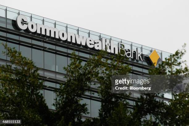 The Commonwealth Bank of Australia logo is displayed atop the Commonwealth Bank Place building in Sydney, Australia, on Monday, Feb. 10, 2014....