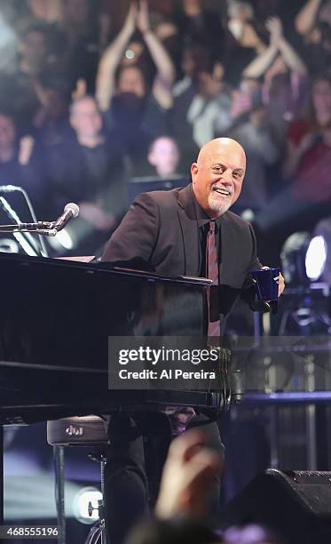 Billy Joel performs at Madison Square Garden on April 3, 2015 in New York City.