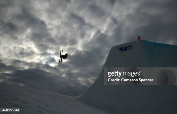 Anna Mirtova of Russia competes in the Freestyle Skiing Women's Ski Slopestyle Qualification on day four of the Sochi 2014 Winter Olympics at Rosa...