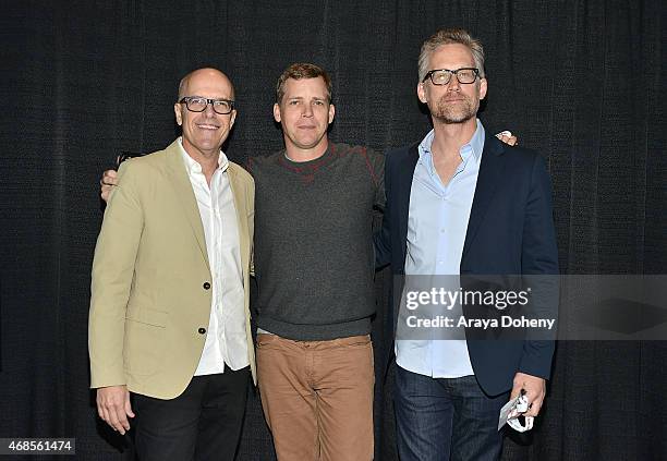 Donald De Line, Tim Griffin and Reed Diamond attends "Wayward Pines" Cast and Filmmakers press line WonderCon Anaheim 2015 at Anaheim Convention...