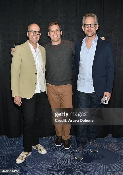 Donald De Line, Tim Griffin and Reed Diamond attends "Wayward Pines" Cast and Filmmakers press line WonderCon Anaheim 2015 at Anaheim Convention...