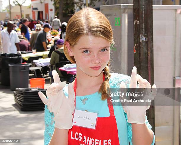 Actress Delaney Raye attends The Los Angeles Mission Easter Event at The Los Angeles Mission on April 3, 2015 in Los Angeles, California.