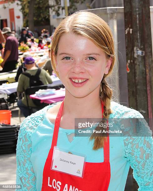 Actress Delaney Raye attends The Los Angeles Mission Easter Event at The Los Angeles Mission on April 3, 2015 in Los Angeles, California.