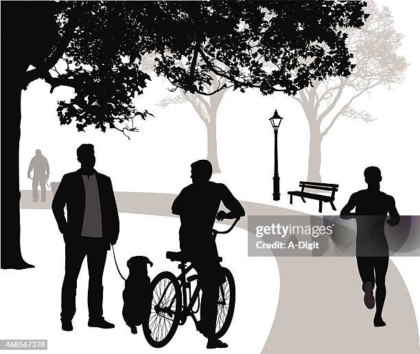 ilustraciones, imágenes clip art, dibujos animados e iconos de stock de casualconversation - hombre joven el parque