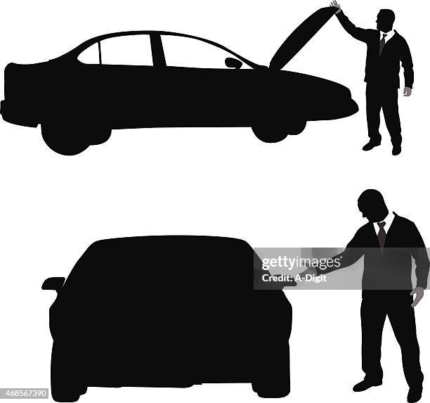 carsalesman - bonnet stock illustrations
