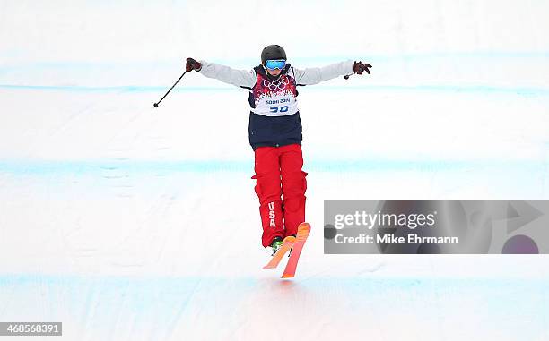 Julia Krass of the United States competes in the Freestyle Skiing Women's Ski Slopestyle Finals on day four of the Sochi 2014 Winter Olympics at Rosa...