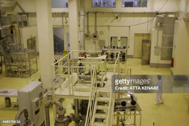 Picture shows the newly inaugurated fuel manufacturing plant in the central province of Isfahan on April 9, 2009. Iran declared major advances in its...