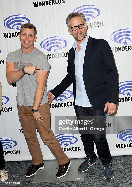 Actors Tim Griffin and Reed Diamond attend day 1 of WonderCon Anaheim 2015 held at Anaheim Convention Center on April 3, 2015 in Anaheim, California.