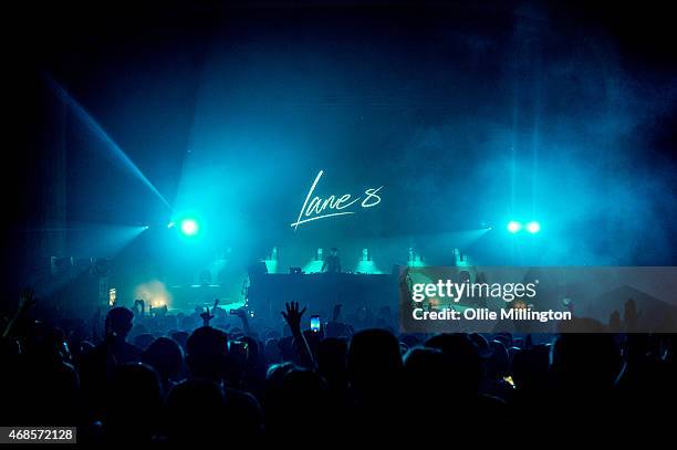 Lane 8 performs on stage at Brixton Academy on April 3, 2015 in London, United Kingdom.