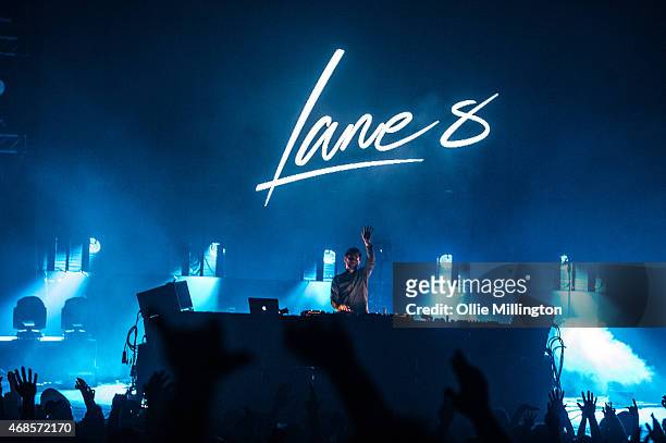 Lane 8 performs on stage at Brixton Academy on April 3, 2015 in London, United Kingdom.
