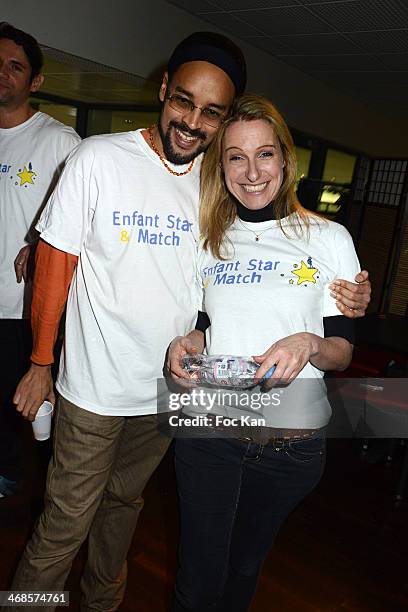 Fabrice di Falco and Anne Bernex attend the 'Sourire Gagnant' : Charity Event to Benefit 'Enfant Star Et Match' At Sporting Tennis Club on February...