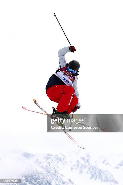 Julia Krass of the United States competes in the Freestyle Skiing Women's Ski Slopestyle Finals on day four of the Sochi 2014 Winter Olympics at Rosa...