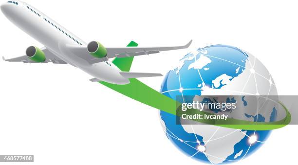 international flight - plane front view stock illustrations