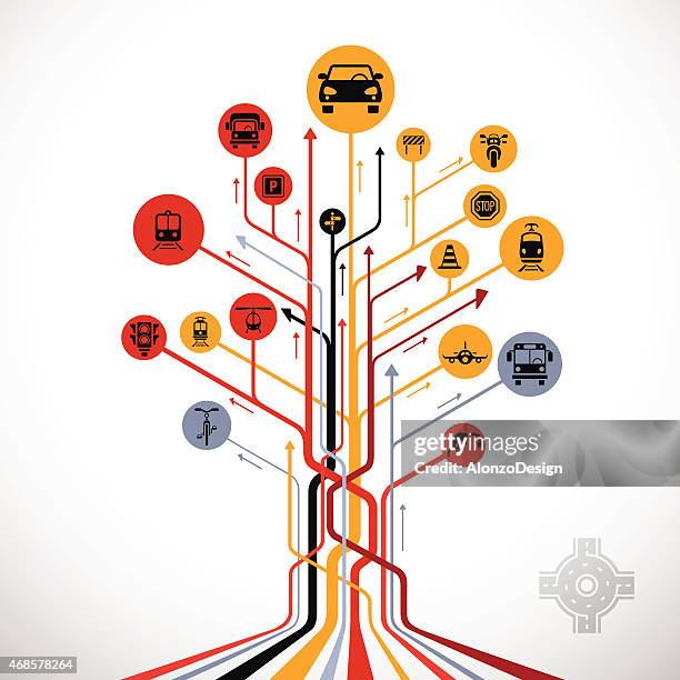 abstract traffic tree - crossroad stock illustrations