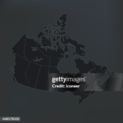 Subtle Canadian Map Canada Map Dark On Shady Background High-Res Vector Graphic - Getty Images