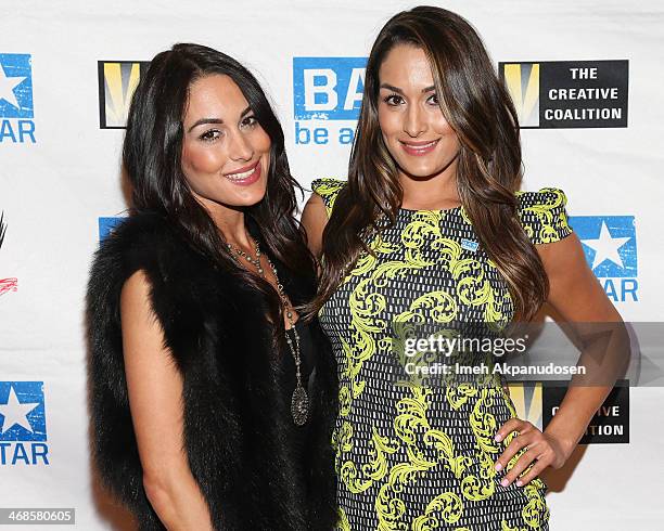 Divas Brie Bella and Nikki Bella attend a "Be A STAR" Bullying Prevention Rally presented by WWE And The Creative Coalition at James Madison Middle...
