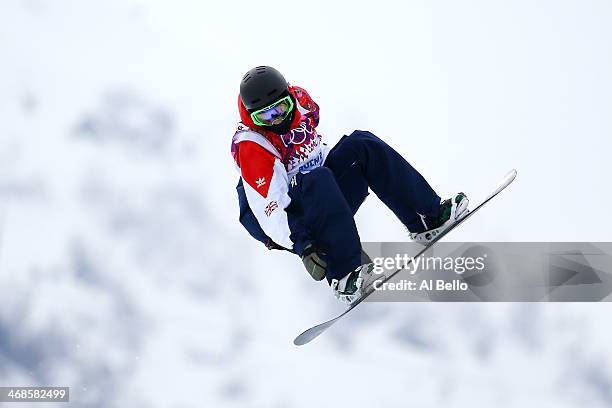 Ben Kilner of Great Britain competes in the Snowboard Men's Halfpipe Qualification Heats on day four of the Sochi 2014 Winter Olympics at Rosa Khutor...
