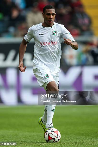 Marcelo of Hannover controls the ball during the Bundesliga match between Eintracht Frankfurt and Hannover 96 at Commerzbank-Arena on April 4, 2015...