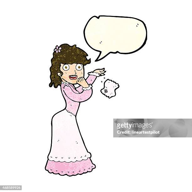 Cartoon Victorian Woman Dropping Handkerchief With Speech Bubble High-Res  Vector Graphic - Getty Images