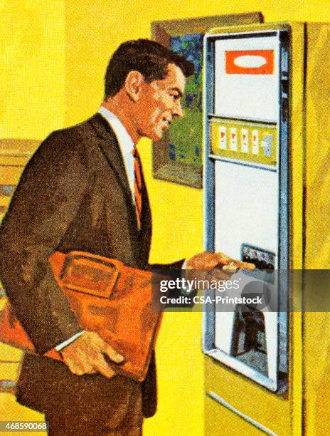 man using vending machine - vending machine stock illustrations