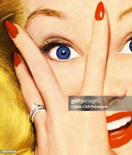 woman looking through her fingers - looking stock illustrations