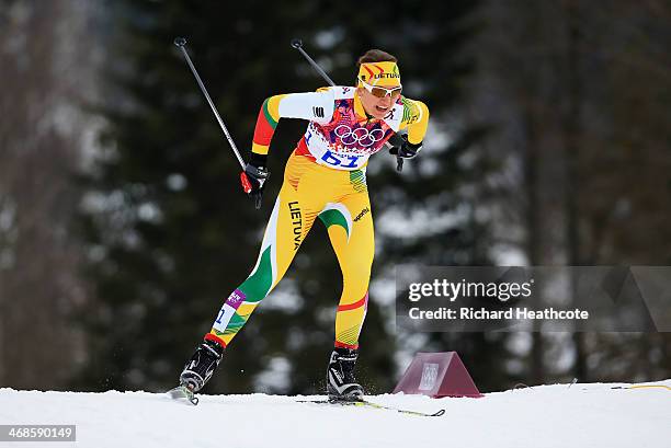 Ingrida Ardisauskaite of Lithuania competes in Qualification of the Ladies' Sprint Free during day four of the Sochi 2014 Winter Olympics at Laura...