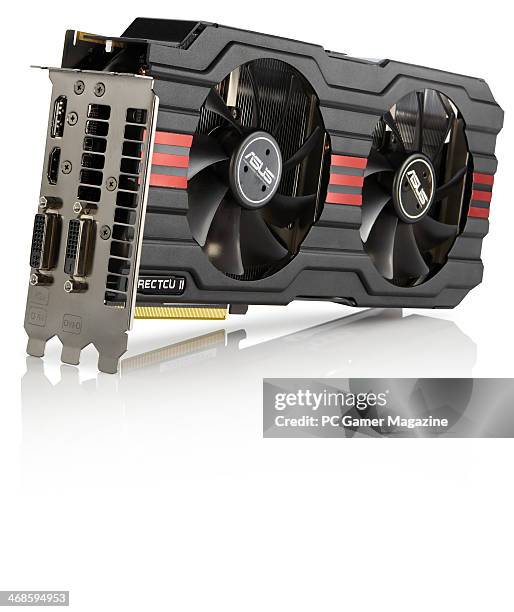 An AMD HD 7950 CrossFireX GPU photographed on a white background, taken on May 1, 2013.