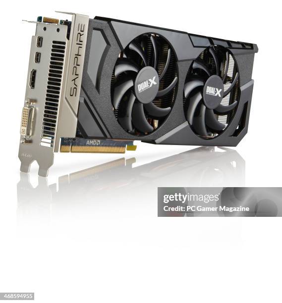 An AMD HD 7870 XT CrossFireX GPU photographed on a white background, taken on May 1, 2013.