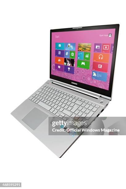Overhead view of a Samsung Series 7 Chronos laptop PC photographed on a white background, taken on May 14, 2013.